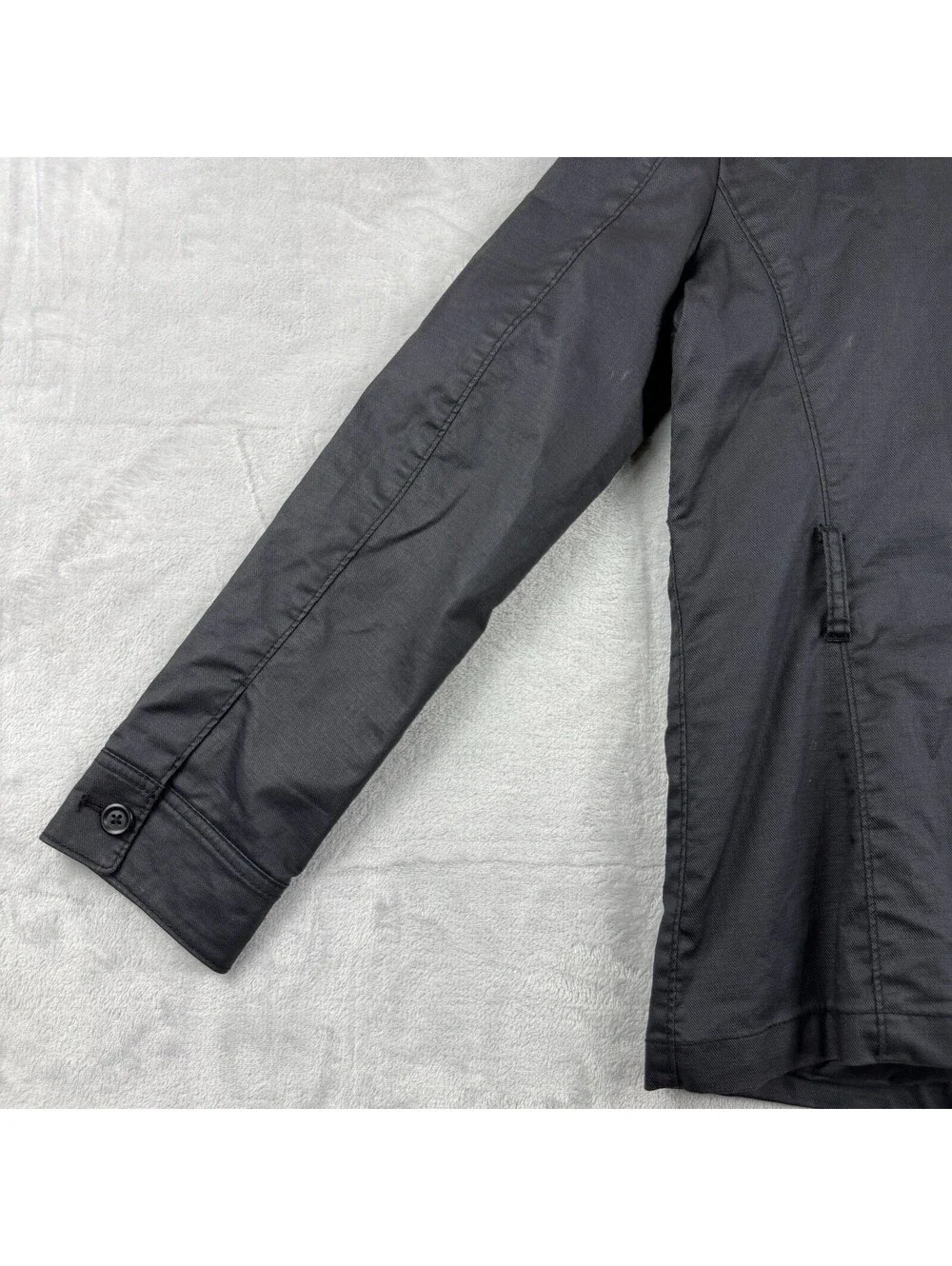 Uniqlo Coated Cloth Men’s Large Black Waxed Cotton Utility Field Jacket Military